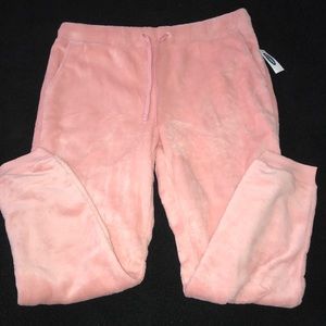 Pink Faux-Fur Jogger Sweatpants